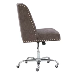 Charcoal Gray Square Back Office Chair With Nailhead Trim 11 Charcoal Gray Square Back Office Chair With Nailhead Trim -Storage supplies store 810389623 5