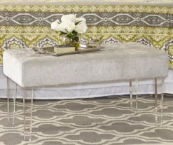 Marie Platinum Padded Glam Acrylic Bench -Storage supplies store 810389624 1 1