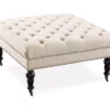 Claire Cream Square French Country Ottoman -Storage supplies store 810389627 1