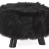 Bailey Black Faux Fur Ottoman Stool -Storage supplies store 810389628