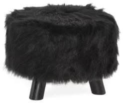 Bailey Black Faux Fur Ottoman Stool