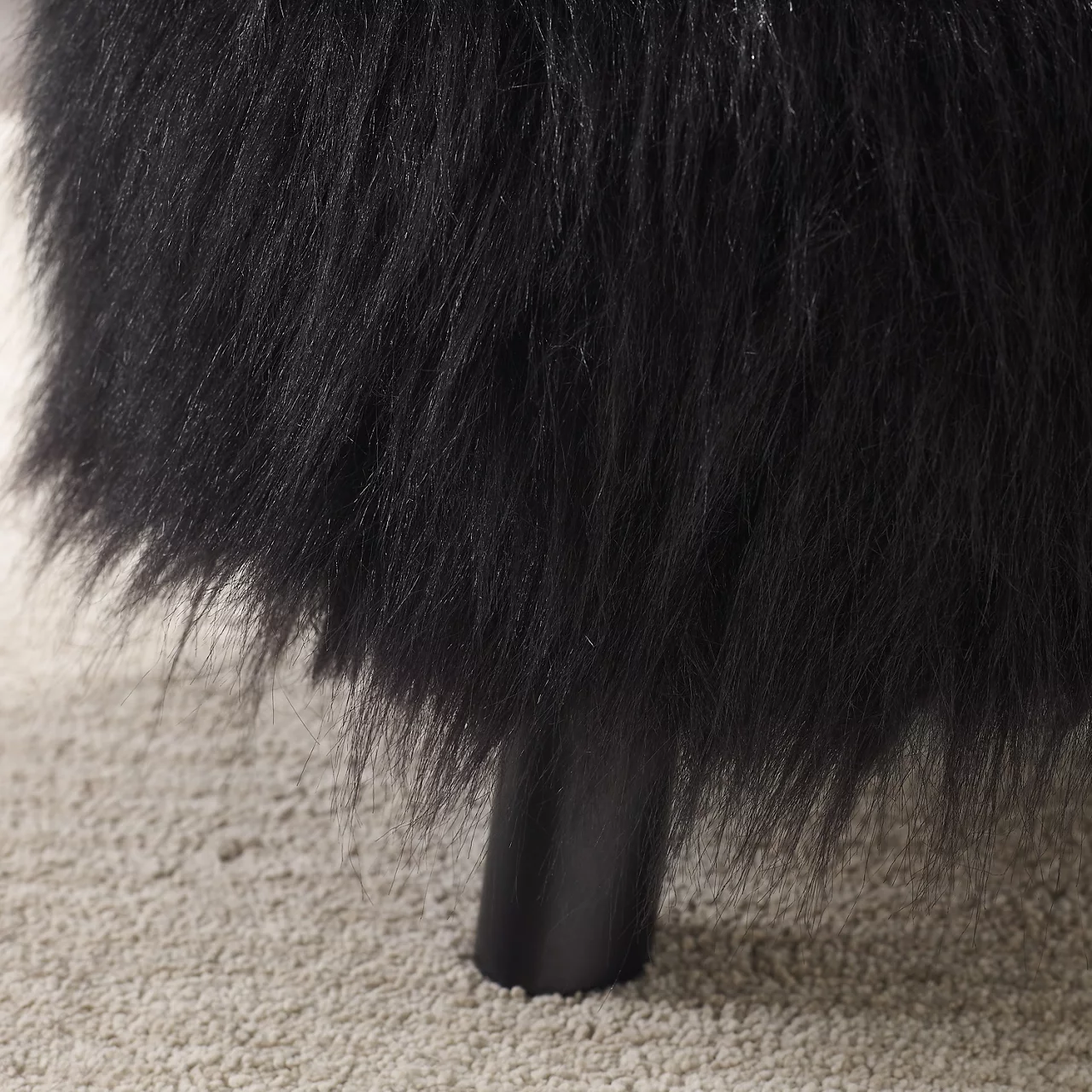 Bailey Black Faux Fur Ottoman Stool 5 Bailey Black Faux Fur Ottoman Stool - Image 3