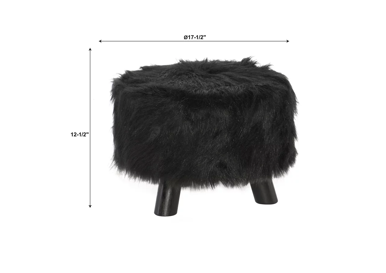 Bailey Black Faux Fur Ottoman Stool 7 Bailey Black Faux Fur Ottoman Stool - Image 5