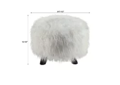 Bailey White Faux Fur Ottoman Stool -Storage supplies store 810389629 5