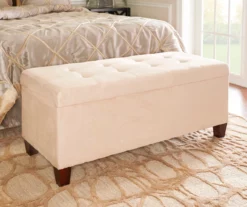Erin Beige Padded Shoe Storage Ottoman -Storage supplies store 810389630 3