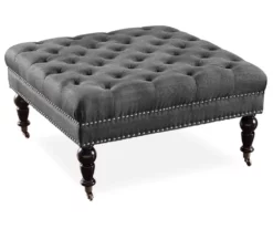 Claire Charcoal Square French Country Ottoman