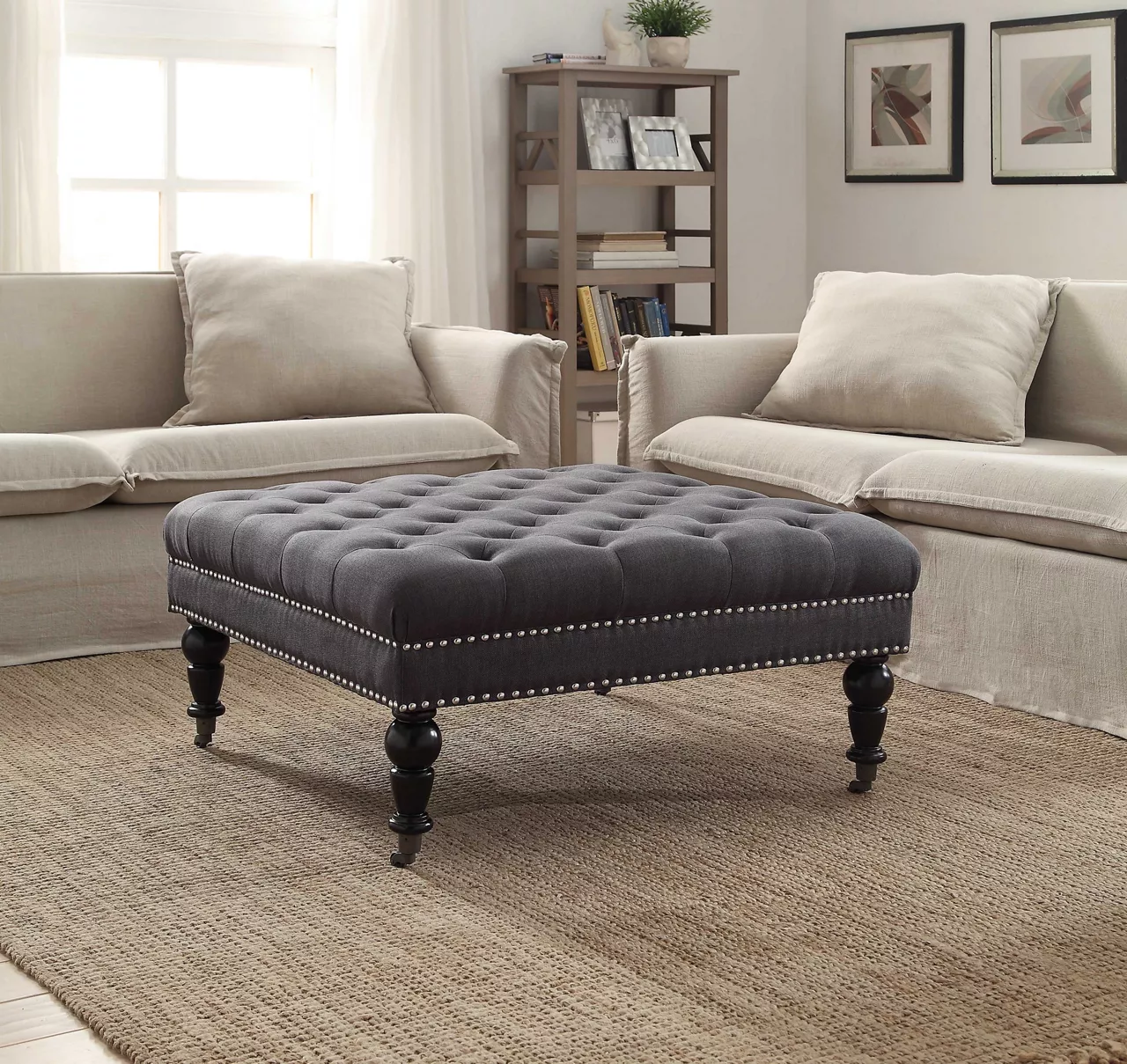 Claire Charcoal Square French Country Ottoman 4 Claire Charcoal Square French Country Ottoman - Image 2