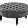 Claire Charcoal Round French Country Ottoman