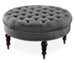 Claire Charcoal Round French Country Ottoman