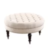 Claire Cream Round French Country Ottoman 1 Claire Cream Round French Country Ottoman -Storage supplies store 810389634 1