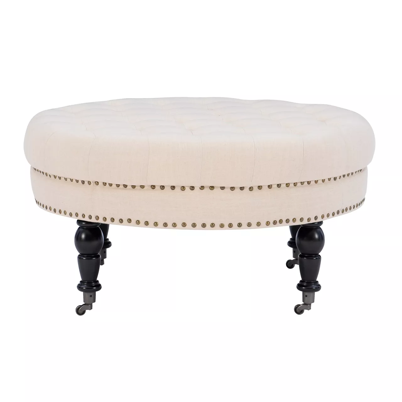 Claire Cream Round French Country Ottoman 7 Claire Cream Round French Country Ottoman - Image 5