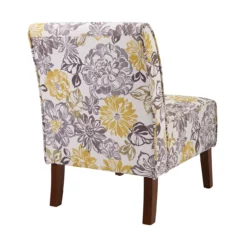 Shleby Gray & Yellow Floral Armless Accent Chair -Storage supplies store 810389645 4 1