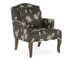 Gray Floral Bergere Armchair