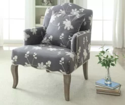 Gray Floral Bergere Armchair -Storage supplies store 810389649 4