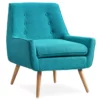 Sara Blue Flannel Mid-Century Accent Chair -Storage supplies store 810389652 1