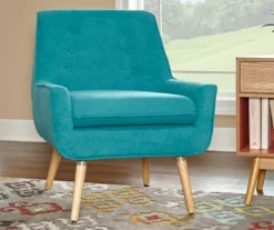 Sara Blue Flannel Mid-Century Accent Chair -Storage supplies store 810389652 1 2
