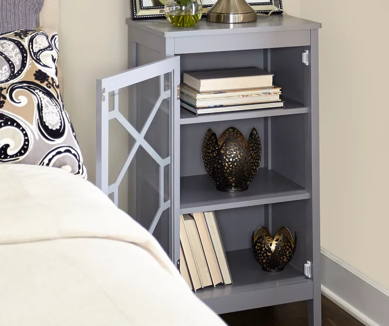 Ava Gray Geometric Single Door Cabinet 5 Ava Gray Geometric Single Door Cabinet - Image 3