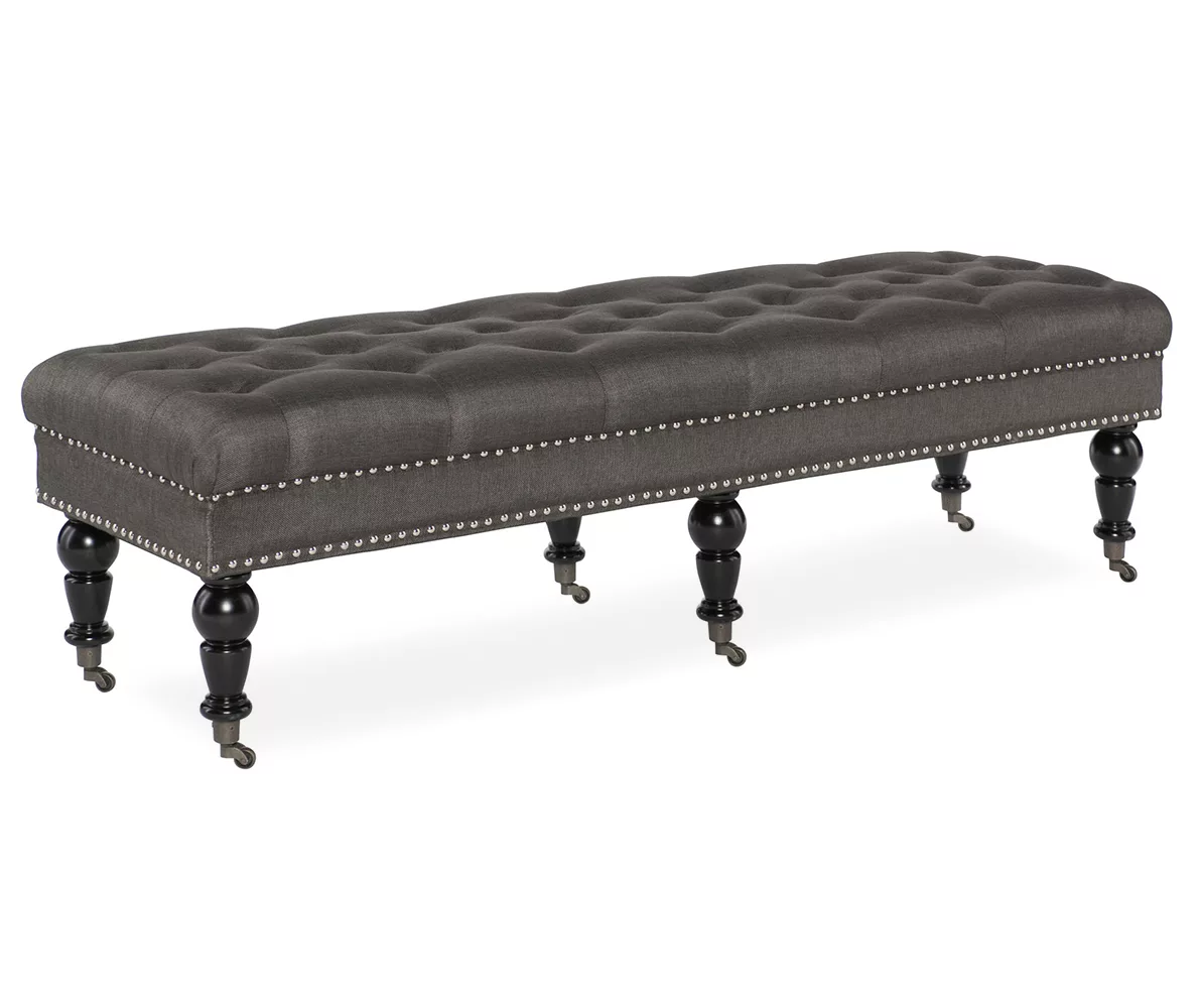 Claire Charcoal Tufted French Country Bench 3 Claire Charcoal Tufted French Country Bench