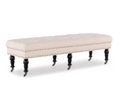 Natural Beige Padded French Country Bench -Storage supplies store 810389695 A0 1