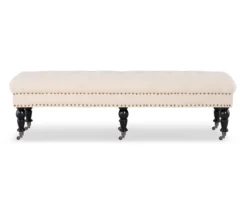 Natural Beige Padded French Country Bench 17 Natural Beige Padded French Country Bench -Storage supplies store 810389695 A0 2