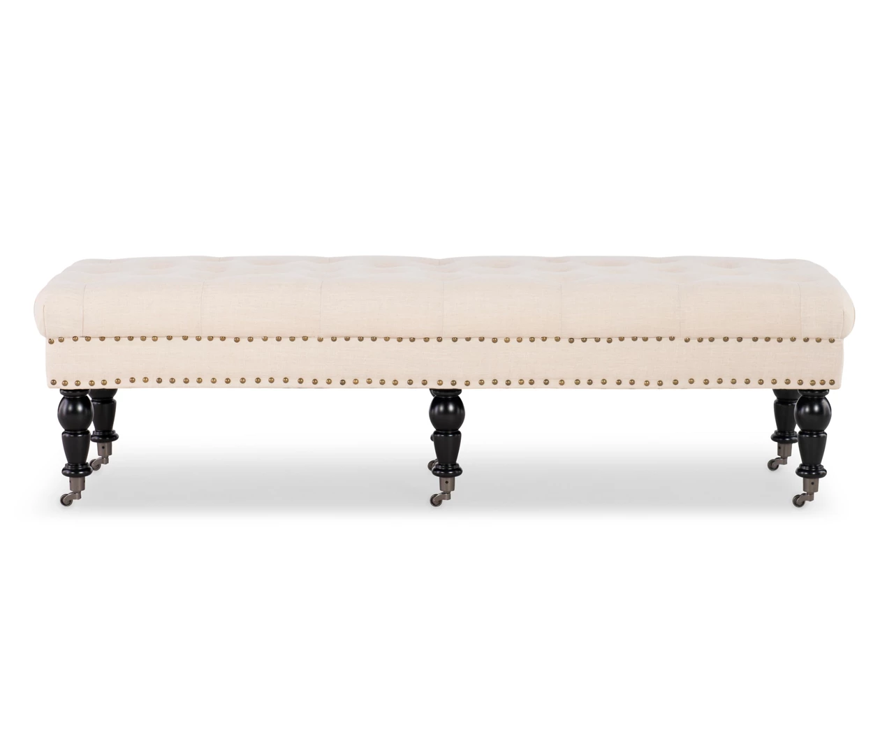 Natural Beige Padded French Country Bench 7 Natural Beige Padded French Country Bench - Image 5