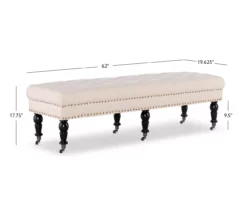 Natural Beige Padded French Country Bench -Storage supplies store 810389695 A8