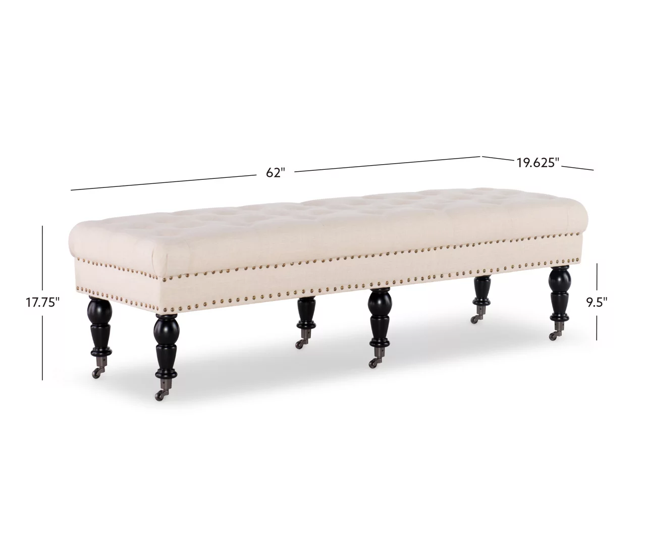 Natural Beige Padded French Country Bench 13 Natural Beige Padded French Country Bench - Image 11