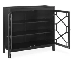 Ava Black Geometric 2-Door Cabinet -Storage supplies store 810389696 2
