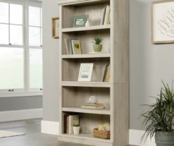 Chalked Chestnut Tan 5-Shelf Bookcase -Storage supplies store 810406220 2
