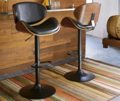 Bellatier Black & Brown Contoured Adjustable Height Barstool -Storage supplies store 810409018 1