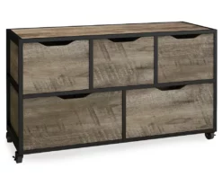 Rustic Rolling 5-Bin Storage Organizer