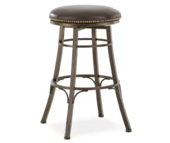 30" Bali Brown Faux Leather Backless Swivel Barstool