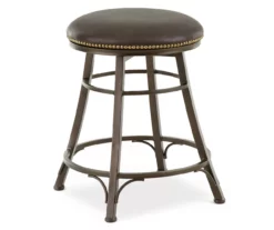 Bali Brown Faux Leather Backless Swivel Counter Stool, (24")