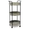 Whitewash Round Metal Tray 3-Tier Rolling Cart -Storage supplies store 810450733 2