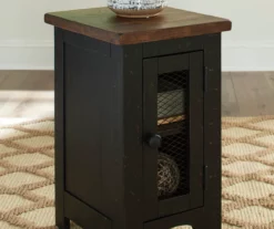 Valebeck Black & Brown Two-Tone Chairside End Table -Storage supplies store 810458251