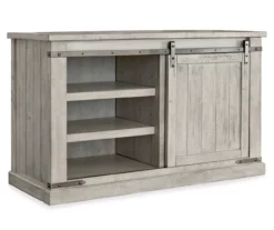 Carynhurst Whitewash Sliding Barn Door TV Stand 7 Carynhurst Whitewash Sliding Barn Door TV Stand -Storage supplies store 810458282 1