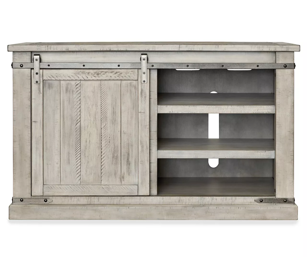Carynhurst Whitewash Sliding Barn Door TV Stand 3 Carynhurst Whitewash Sliding Barn Door TV Stand