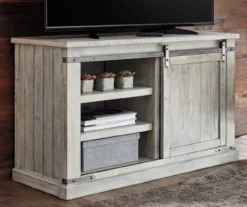 Carynhurst Whitewash Sliding Barn Door TV Stand 8 Carynhurst Whitewash Sliding Barn Door TV Stand -Storage supplies store 810458282