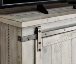 Carynhurst Whitewash Sliding Barn Door TV Stand 9 Carynhurst Whitewash Sliding Barn Door TV Stand -Storage supplies store 810458282 3