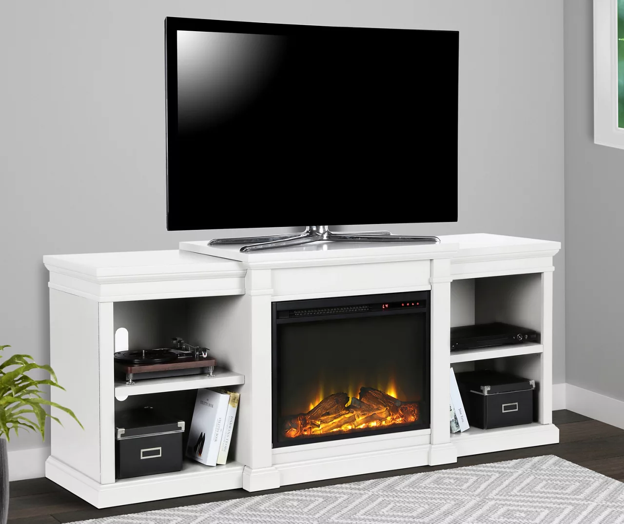 65" Wilton White Electric Fireplace Console 5 65" Wilton White Electric Fireplace Console - Image 3