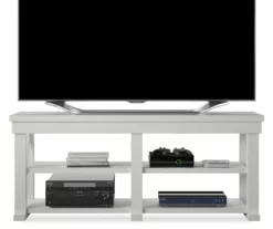 Stockton White TV Stand -Storage supplies store 810465101 2