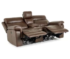 Wellsley Leather Power Reclining Console Loveseat -Storage supplies store 810469259 1