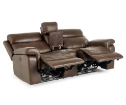 Wellsley Leather Power Reclining Console Loveseat -Storage supplies store 810469259 2 1