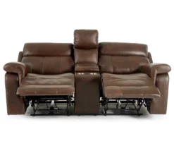 Wellsley Leather Power Reclining Console Loveseat -Storage supplies store 810469259 4