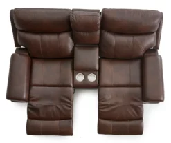 Wellsley Leather Power Reclining Console Loveseat -Storage supplies store 810469259 8