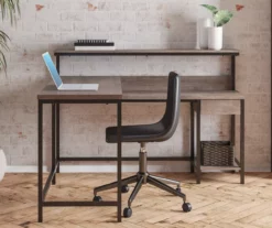 Arlenbry Gray L-Shaped Corner Desk 15 Arlenbry Gray L-Shaped Corner Desk -Storage supplies store 810485152 61