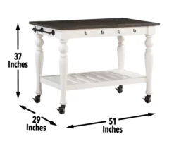 Barclay Ivory & Dark Oak Rolling Kitchen Cart 8 Barclay Ivory & Dark Oak Rolling Kitchen Cart -Storage supplies store 810495227 A7