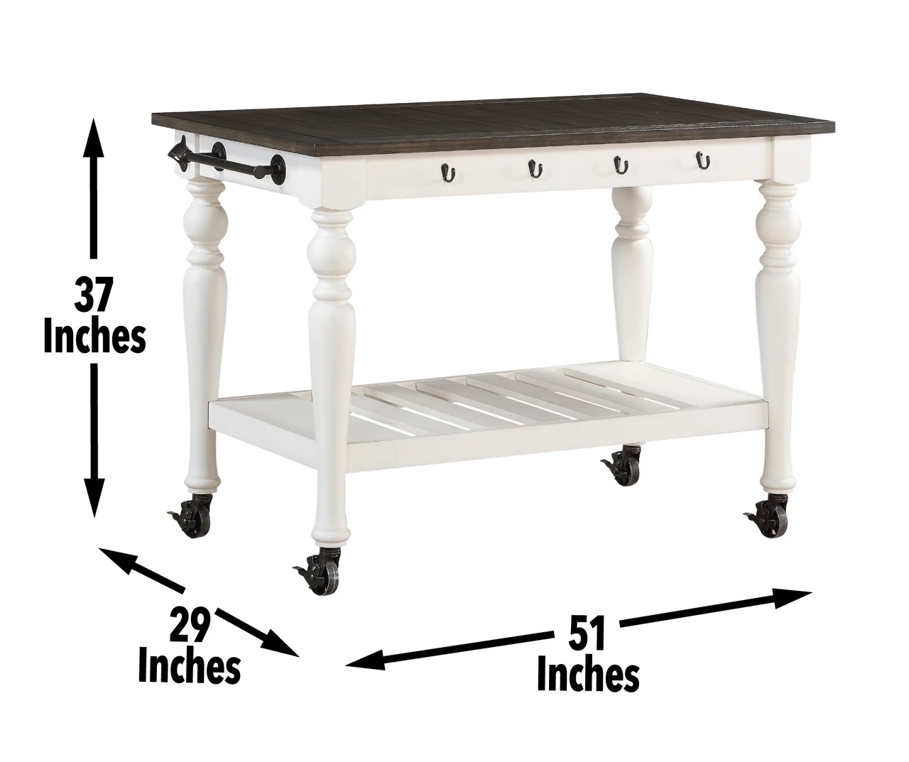 Barclay Ivory & Dark Oak Rolling Kitchen Cart 5 Barclay Ivory & Dark Oak Rolling Kitchen Cart - Image 4