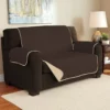 Chocolate & Taupe Microfiber Reversible Loveseat Furniture Protector -Storage supplies store 810498229 1