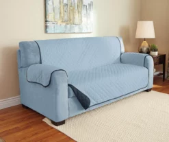 Navy & Light Blue Microfiber Reversible Sofa Furniture Protector